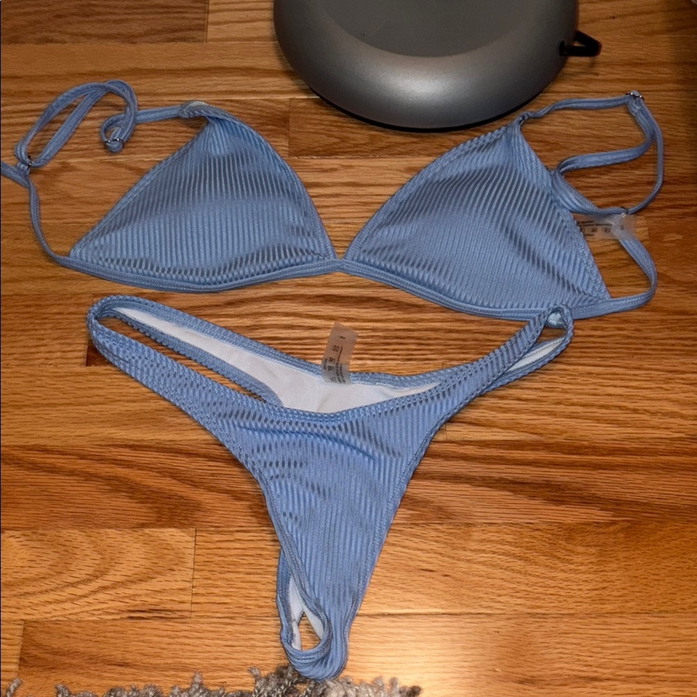 Light Blue Ribbed Bikini Set